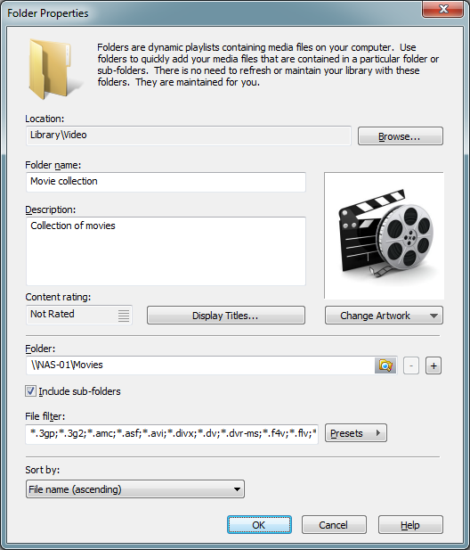 Add Folder dialog lets you add a folder of media files into Mezzmo.